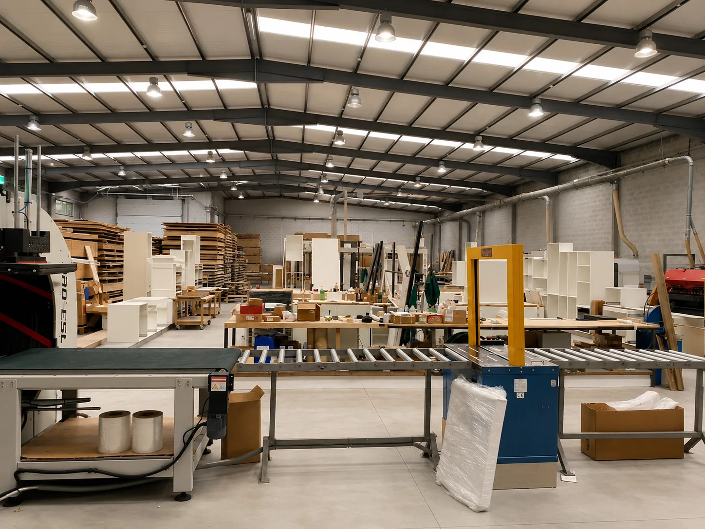 Atelier de fabrication : lignes de production et plans de travail